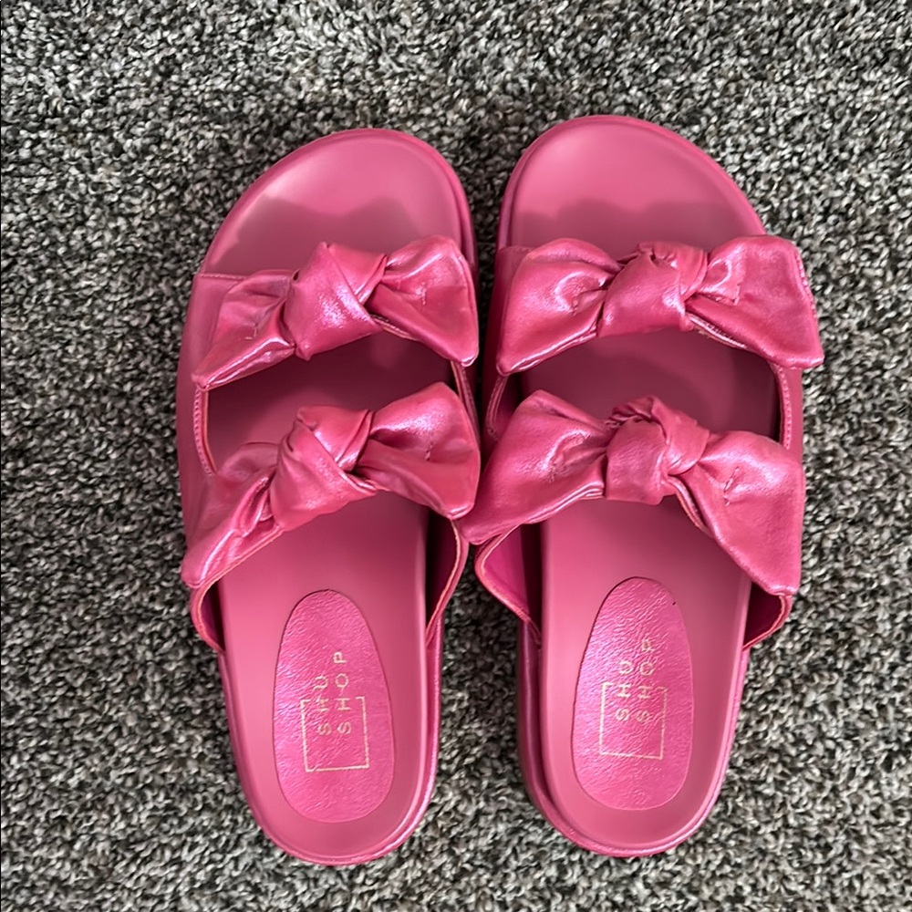 Pink Bow Slide Sandals